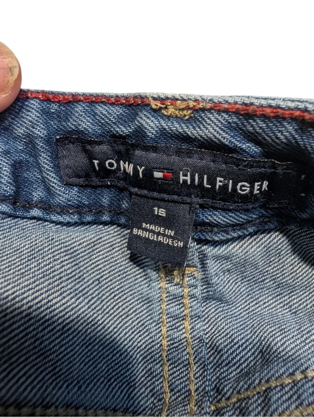 Tommy Hilfiger Girls Size 16 Denim Midi Skirt A-Line Front Slit 100% Cotton